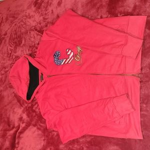 Vintage COOGI Zip-Up Hoodie, American Flag Red Embroidered, Women's Plus Size 3X